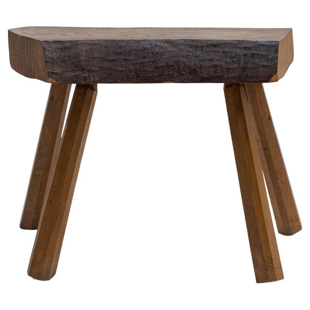 1970s French Brutalist Wooden Stool For Sale - Image 9 of 18