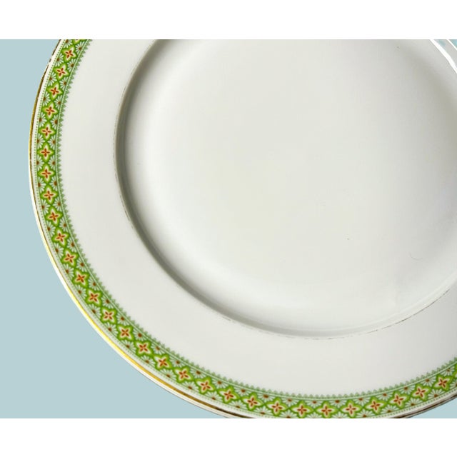 Limoges, France Antique French Limoges, T&v, Green & Gold Dinner Plates - Set of 6 For Sale - Image 4 of 10