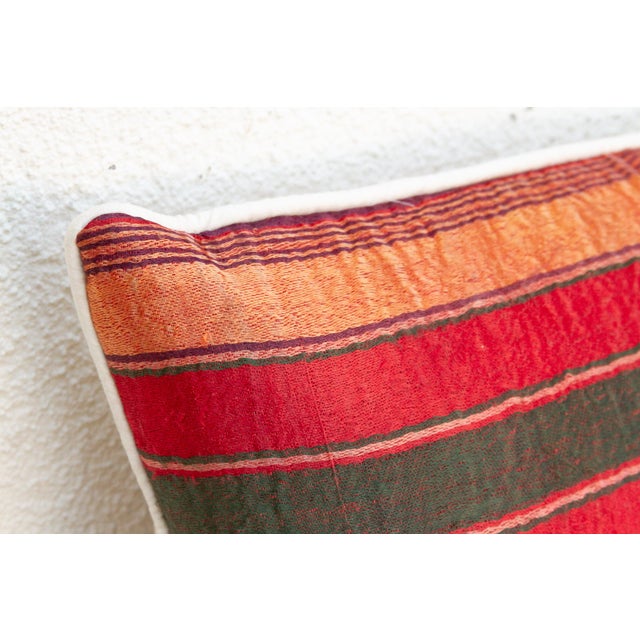 Indian Rohini Striped Mashru Lumbar Pillow For Sale - Image 3 of 6
