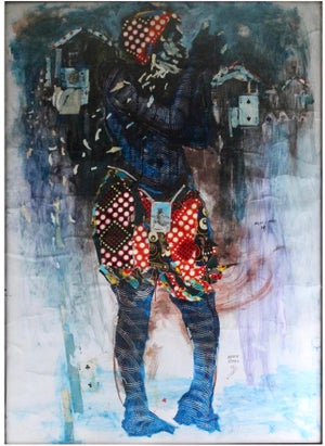 Mercy Moyo, Large African Playing Cards Collage Painting Mercy Moyo Zimbabwe Woman Artist, 2018