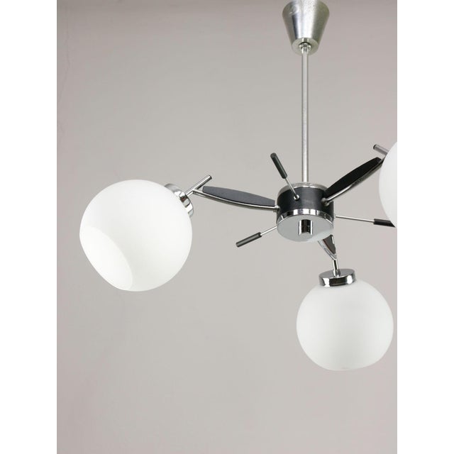 Space Age Italian Chrome and Opaline Chandelier, 1970s For Sale - Image 14 of 18