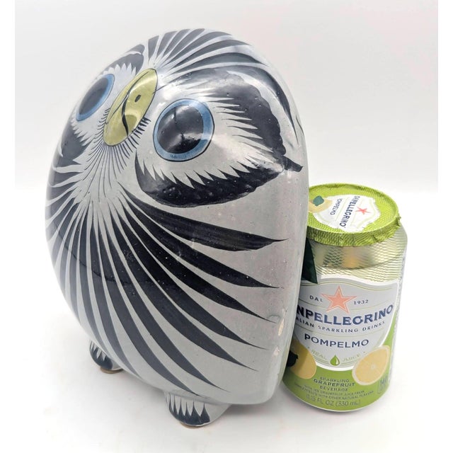 Slate Gray 1970s Tonalá Mexico Ceramic Owl Figurine For Sale - Image 8 of 13