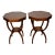 1930s English Regency Mahogany & Leather Top / Mirrored Pair of Side Tables / End Tables For Sale