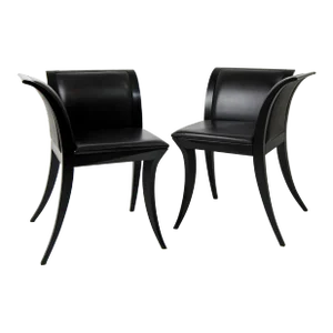 1930s Vintage Italian Ebonized Wood Corner Chairs - a Pair