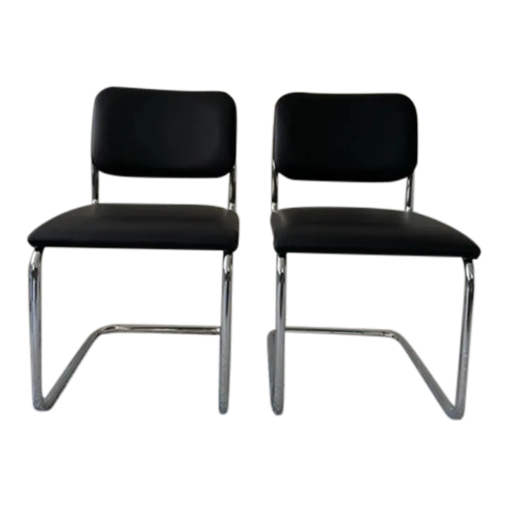Armless Upholstered Cesca Chair Black Frame Cesca Side Chair By