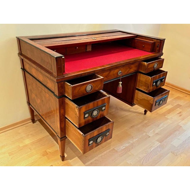 Late 18th Century Empire Roll Top Writing Desk in Nutwood For Sale - Image 13 of 18