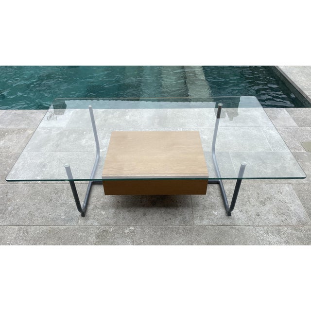 Tubular Glass and Wood Coffee Table with Drawer from Ikea, 1990s For Sale - Image 10 of 18