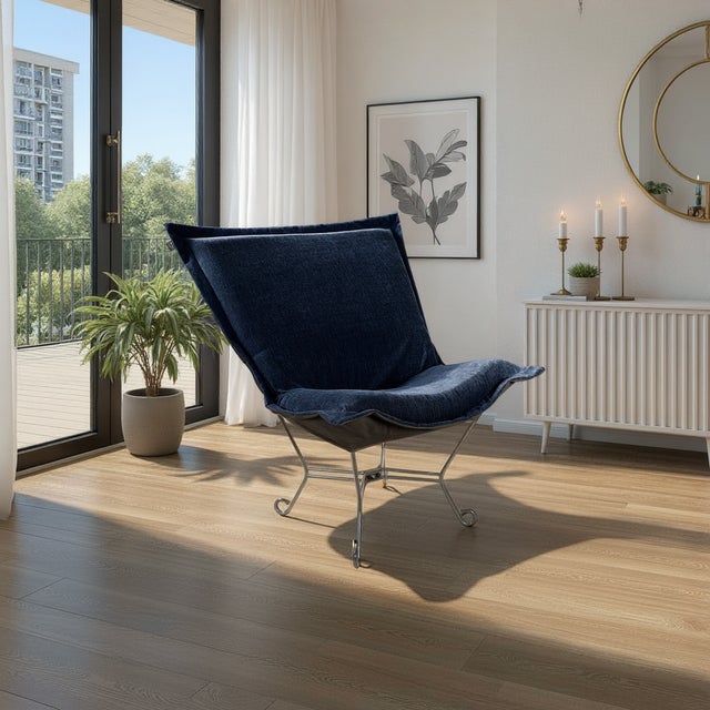 Komodo Navy Puff Chair and Frame For Sale In Chicago - Image 6 of 7