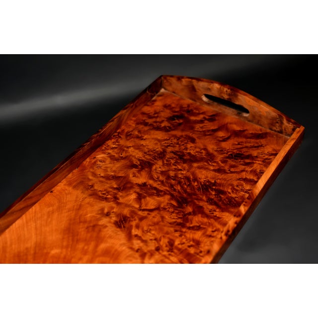 Brown Rare Fragrant Thuya Exotic Wood Tray Large 15.5" Solid Wood For Sale - Image 8 of 18