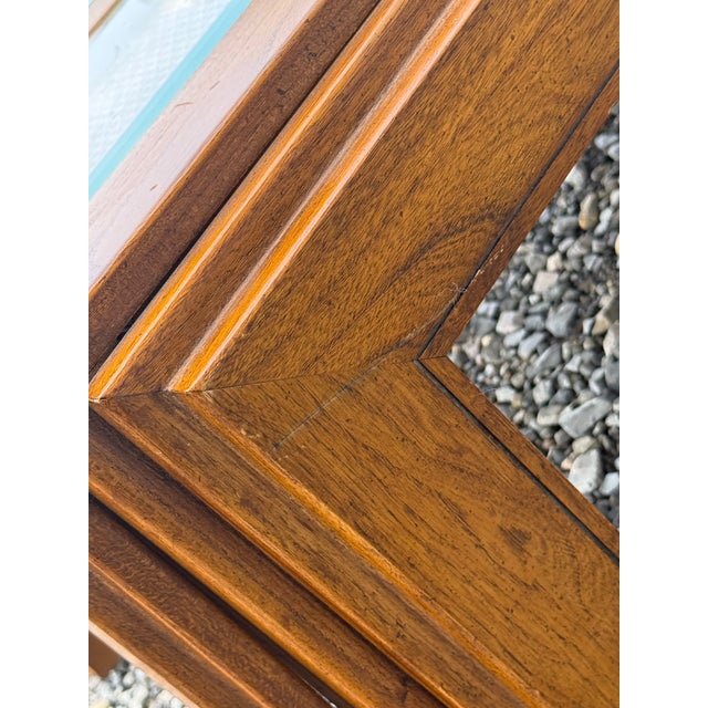 Mid Century Modern Waterfall Edge Cane and Glass Top Coffee Table For Sale - Image 9 of 11