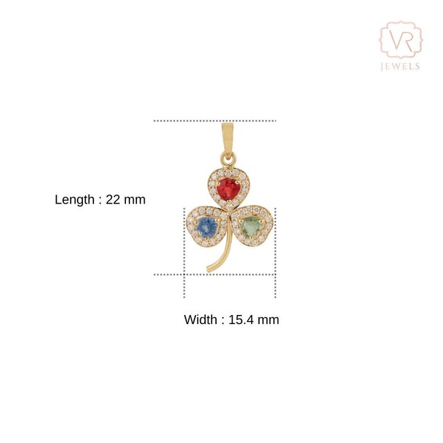 Clover-Inspired 14k Yellow Gold Multi-Sapphire & Diamond Pendant, 1.01ct For Sale - Image 12 of 15