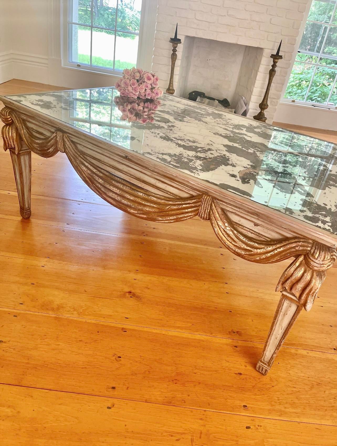 Late 19th Century Large French Manor Paris Coffee Table Carved
