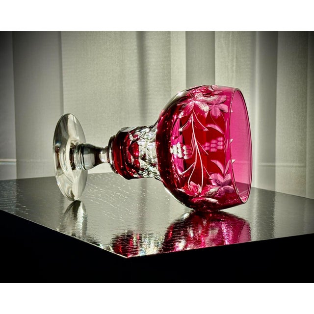 Vintage Vignes Ruby Crystal Wine Goblets from Val Saint Lambert, 1950, Set of 10 For Sale - Image 17 of 18