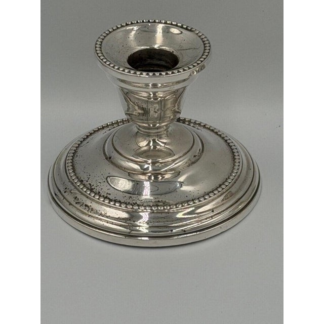 Antique Sterling Silver Candlesticks With Beaded Rim Detail - a Pair For Sale - Image 10 of 13