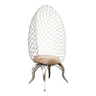 Showroom Sample Metal Silver Egg Statement Chair For Sale