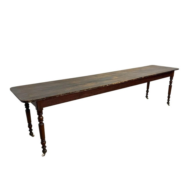 Antique Serving Table Console Table on Porcelain Casters, 1890s For Sale - Image 12 of 12