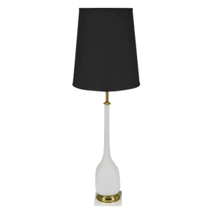 White Murano Glass & Carrera Marble Base Table Lamp