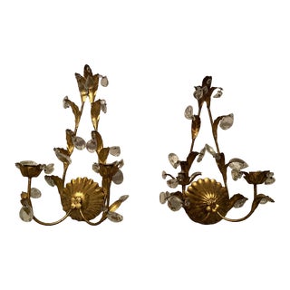 Vintage Mid 20th Century Italian Candle Sconces - a Pair For Sale