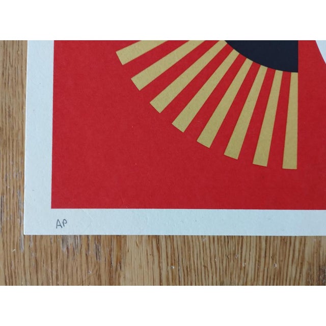 Shepard Fairey (Obey) Dove Geometric Red Screenprint on cream Speckletone paper. Signed by Shepard Fairey, in pencil...