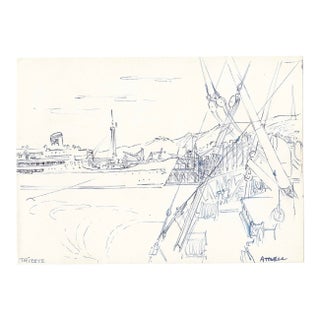 Ivy Attwell Trieste Italy Port Drawing For Sale