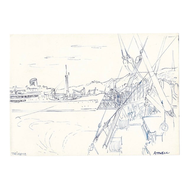 Ivy Attwell Trieste Italy Port Drawing For Sale