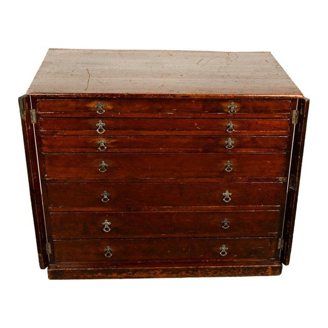 Wood Antique Georgian Drawing Print Architect's Plan File 7 Drawer Chest Cabinet 1820 For Sale - Image 7 of 12