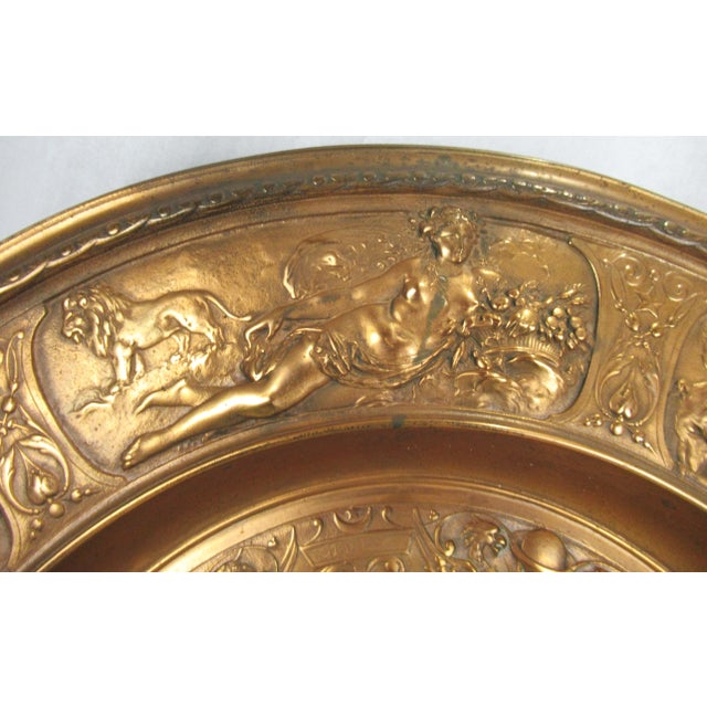 Metal Antique Large Copper Finish Zodiac Charger Wall Hanger Foundry Stamp For Sale - Image 7 of 11