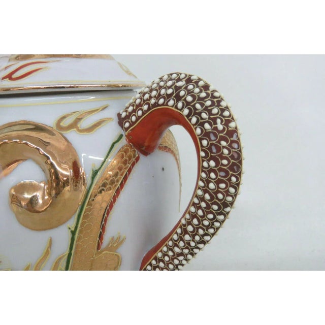 Moriage Japan Gold Dragon Ware White Teapot Creamernd Sugar Bowl b For Sale - Image 11 of 13