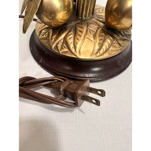 Vintage Chinoiserie "Golden Peaches" Brass Table Lamp For Sale - Image 11 of 11