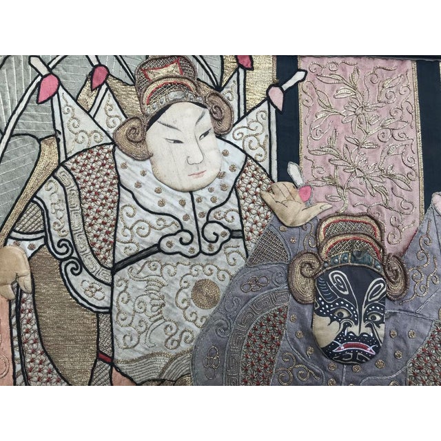 Antique Chinese Pictural Embroidery with Silk and Metal, 1920s For Sale - Image 9 of 17