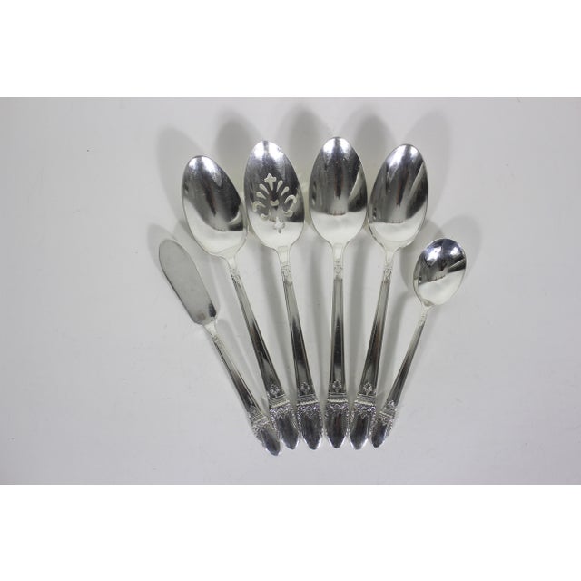 Metal 1937 First Love Hostess Set of Serving Utensils Spoons Slotted Sugar Butter Knife - 6 Piece For Sale - Image 7 of 11