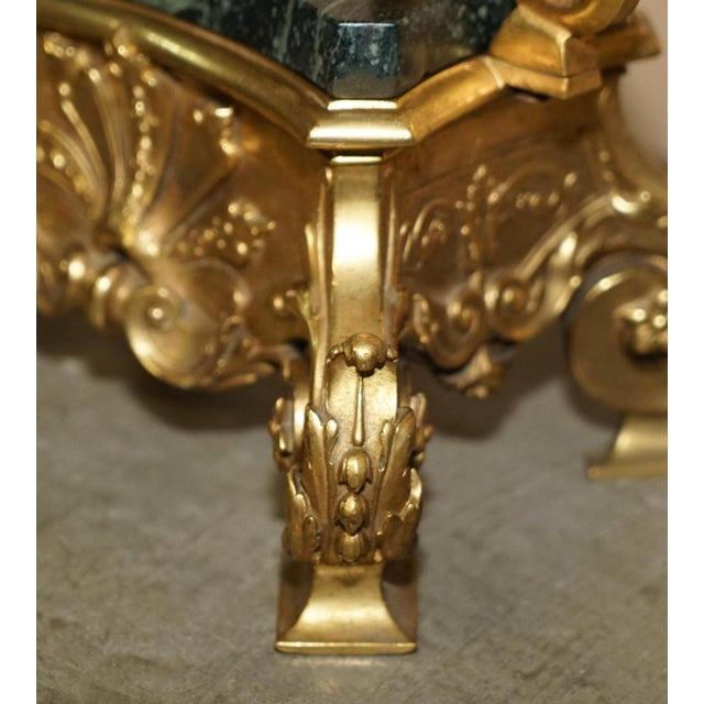 Antique French Brass & Green Marble Side End Tables, 1880s, Set of 2 For Sale - Image 13 of 18