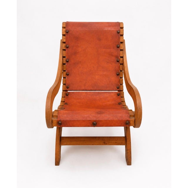Vintage Pine & Leather Butaque Lounge Chairs in the Style of Clara Porset - William Spratling For Sale In Miami - Image 6 of 9