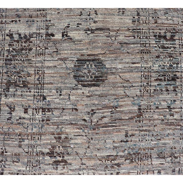 Tribal Modern Oushak Designed Runner in Wool With Floral Design in Earthy Tones 3'2 X 10'0 For Sale - Image 3 of 12