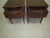 1950s Vintage Side Wood Table Leather Top Wheels Mahogany One Drawer Set 2 For Sale - Image 11 of 12