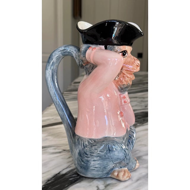 Majolica Style Singerie Motif Pitcher / Vase For Sale - Image 6 of 14