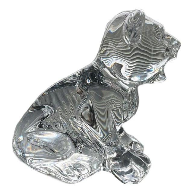 Late 20th Century Waterford Crystal Sitting Bear Figurine Ireland Signed Etched Hallmark w/ Box For Sale