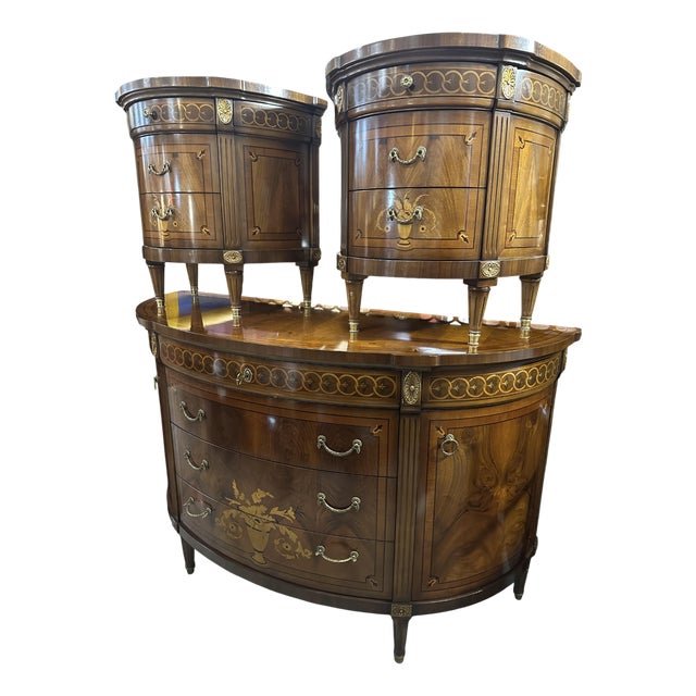 Louis Philippe XVI Triptych Dresser and Bedside Tables, Set of 3 For Sale