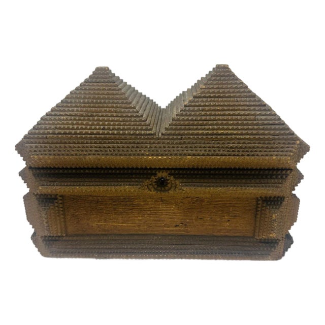 Antique Tramp Art Box For Sale
