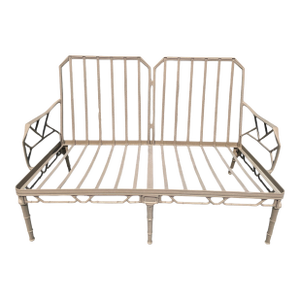 1970s Brown Jordan Calcutta Faux Bamboo Chinoiserie Chippendale Outdoor Settee Loveseat