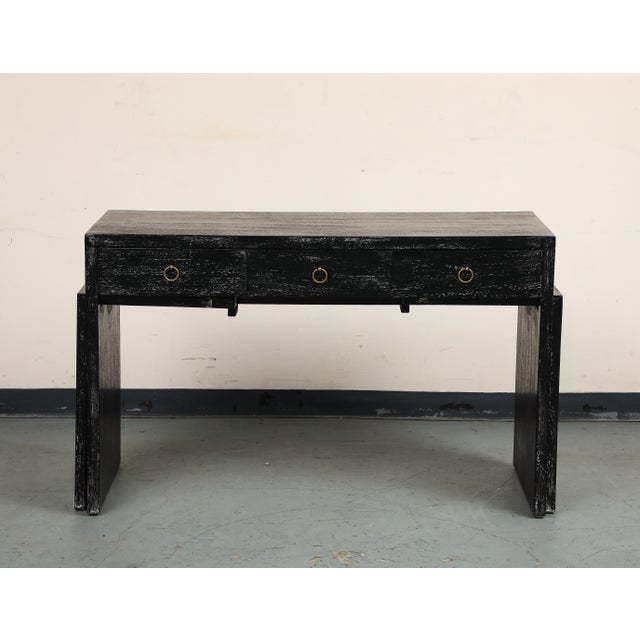 Mid 20th Century JMF Style Dark Cerused Oak Extendable Writing Desk For Sale - Image 5 of 18
