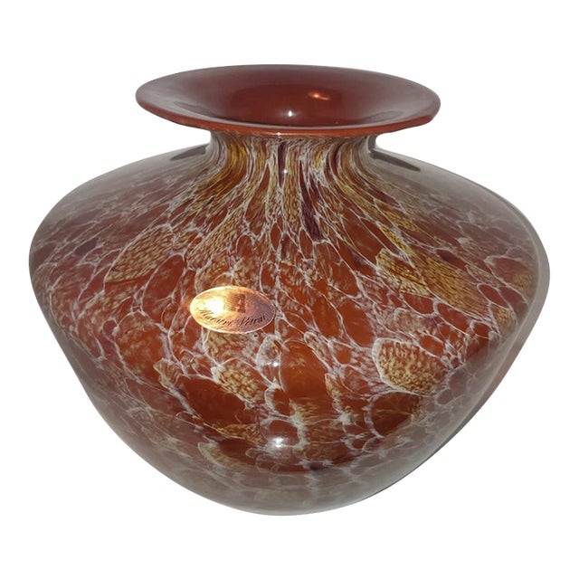 Vintage Murano Style Venetian Azzurra Co Maestri Vetrai Italian Art Glass Vase For Sale