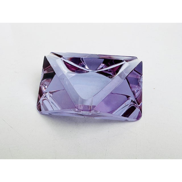 Mid-Century Modern Bohemian Alexandrite Crystal Glass Ashtray attributed to Václav Hanus, Czech Republic, 1960s For Sale - Image 3 of 16