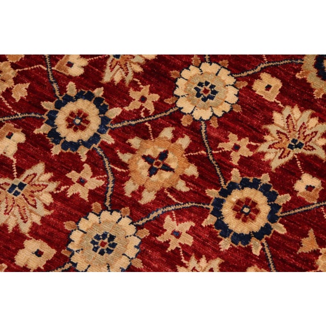 Classic Ziegler Red Blue Hand-Knotted Wool Rug - 9'11'' X 14'2'' For Sale - Image 4 of 8