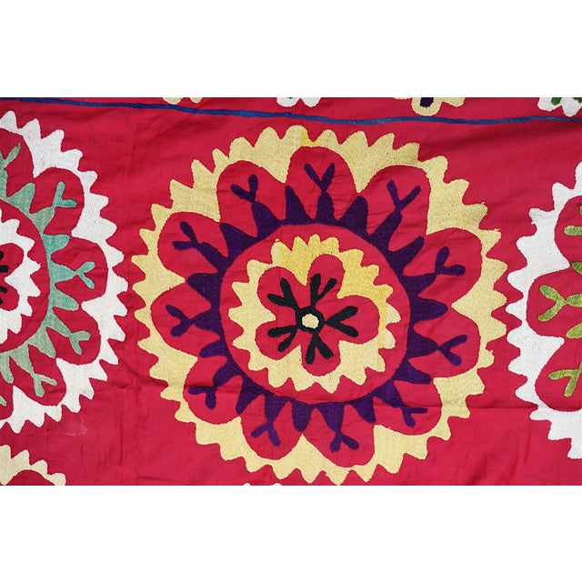 Vintage Hand Embroidered Suzani Wall Hanging, 1920s For Sale - Image 11 of 18