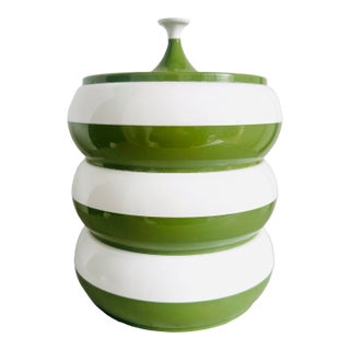 Vintage Avocado Green & White Pagoda Stacking Canister Set by Plastics Consolidated For Sale