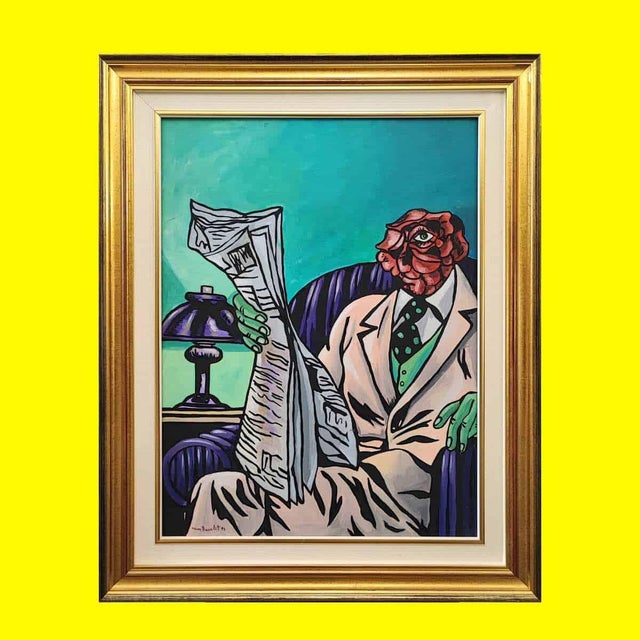 Max Hamlet, Man Meditating, 1994, Acrylic on Canvas, Framed For Sale - Image 15 of 15