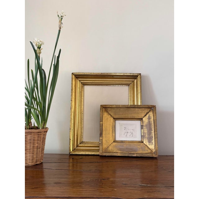 Antique Chinese Petite Equestrian Drawing, Framed in Gilt Wood For Sale In Austin - Image 6 of 8