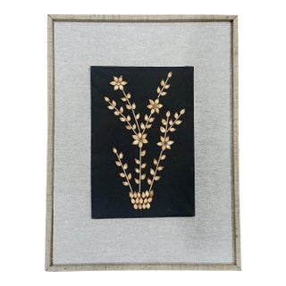 Handmade Botanical Textile Wall Art With Linen Wrapped Frame | Organic Mixed Media Wall Decor | Size:- 18" X 24" For Sale
