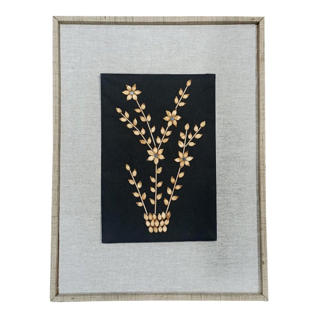 Handmade Botanical Textile Wall Art With Linen Wrapped Frame | Organic Mixed Media Wall Decor | Size:- 18" X 24" For Sale